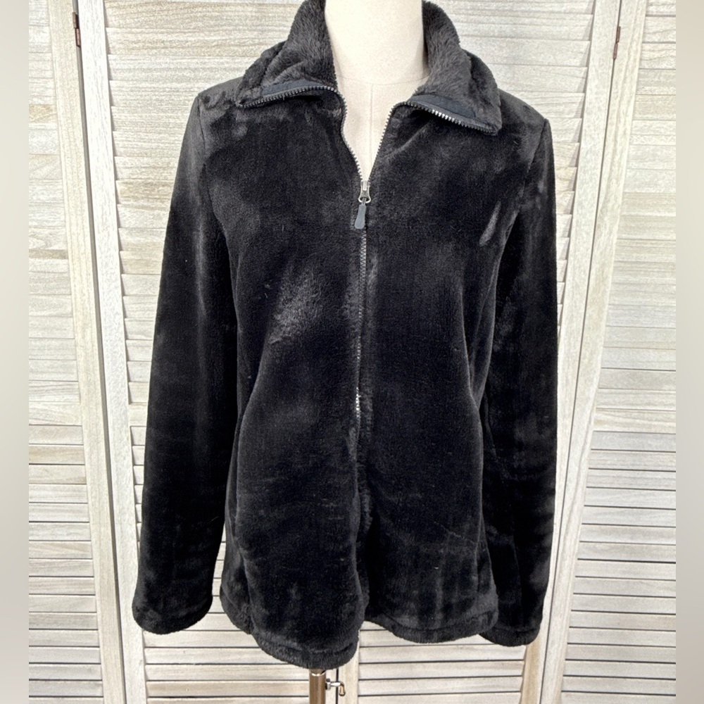 IDEOLOGY Women's Faux Fur Cozy Zip Front Jacket Black-Medium